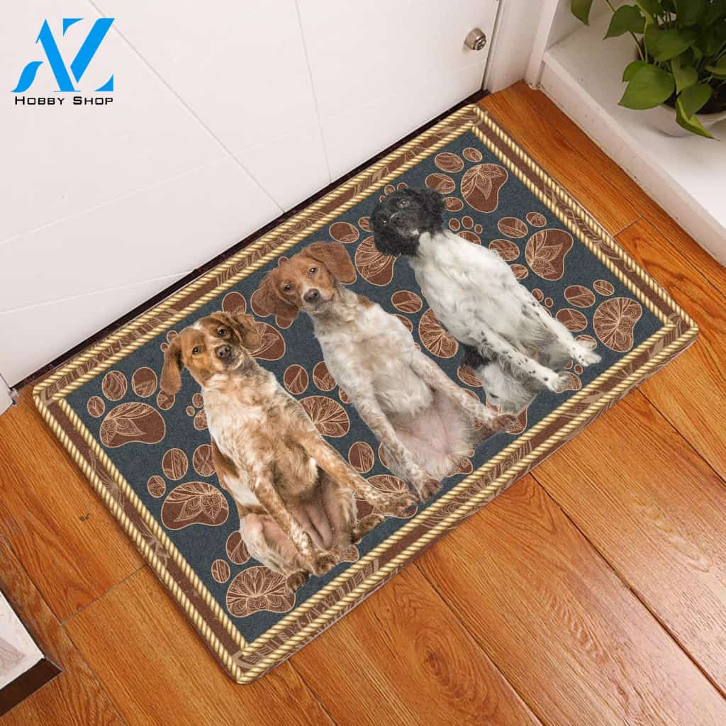 Brittany Flower Paw H12805 - Door Mat | Welcome Mat | House Warming Gift