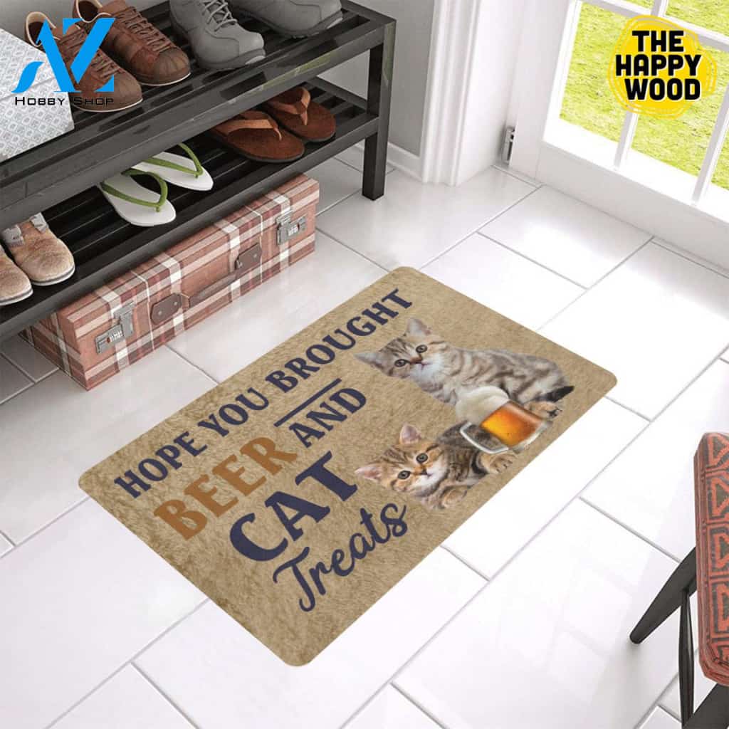 Brought Beer And Treats Cat Rubber Doormat