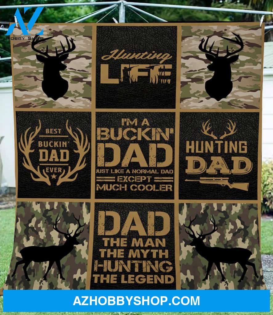 Buck Hunting Camo Fleece Blanket - Hunting Gift For Father's Day, Birthday, Christmas Gift For Dad