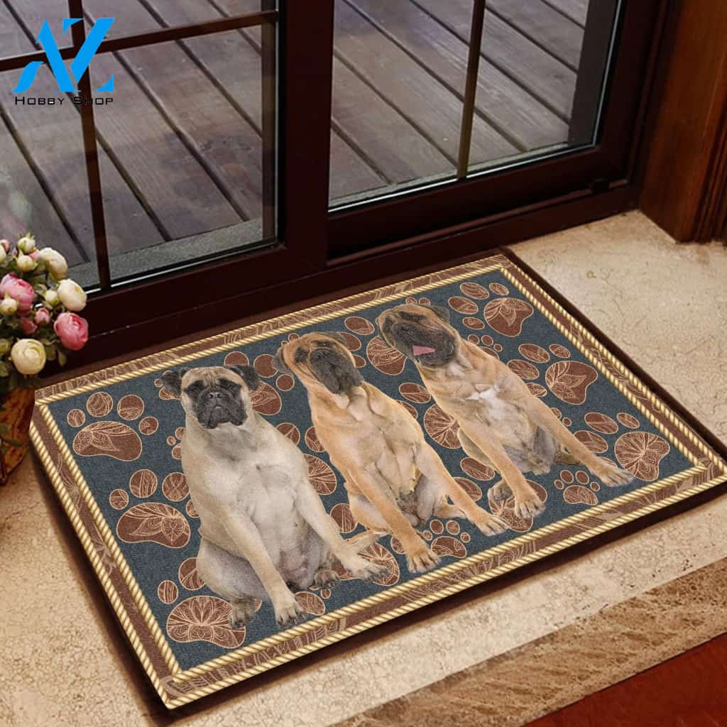 Bullmastiff Flower Paw - Dog Doormat | Welcome Mat | House Warming Gift