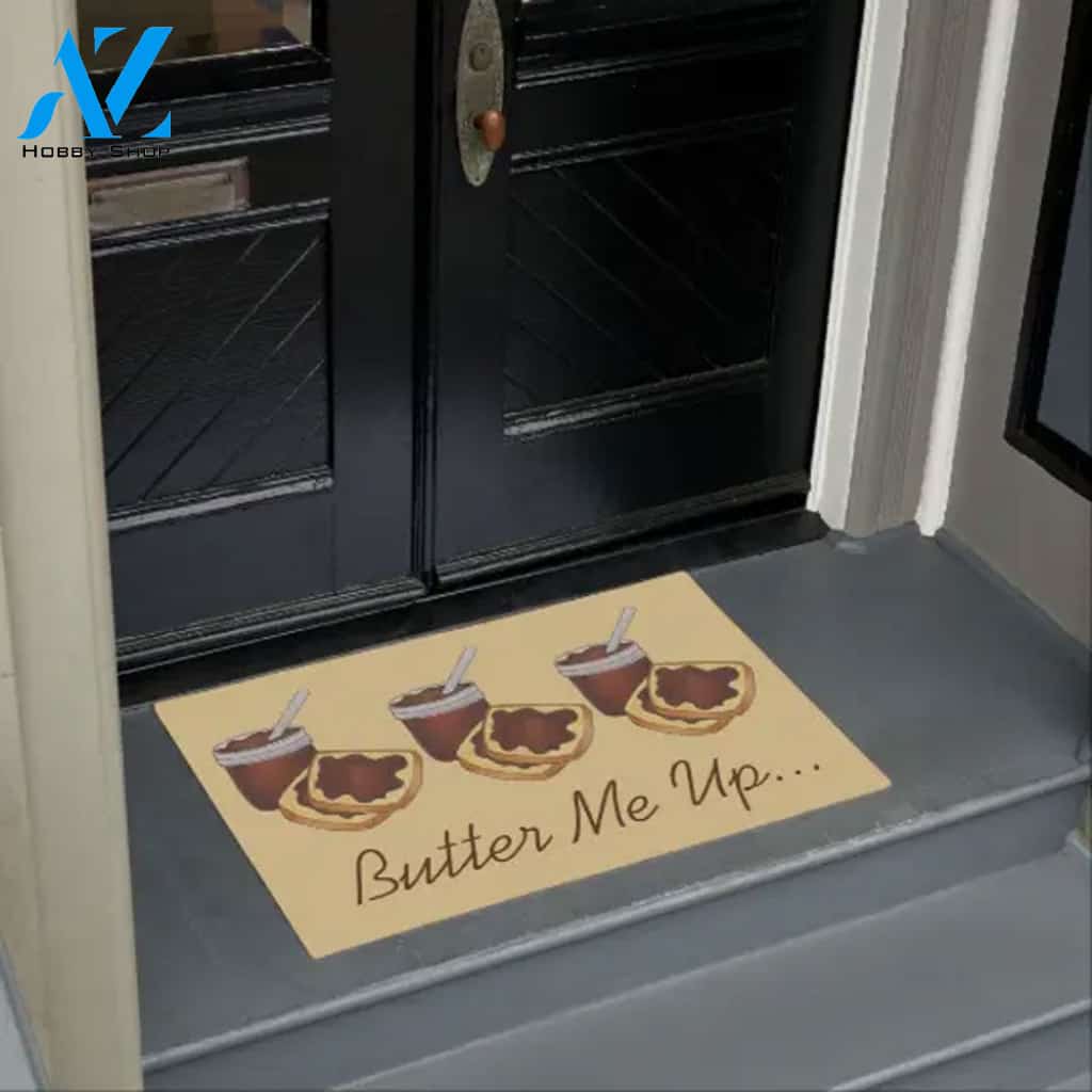 Butter Me Up Funny Foodie Indoor and Outdoor Doormat Welcome Mat Housewarming Gift Home Decor Funny Doormat Gift for Family