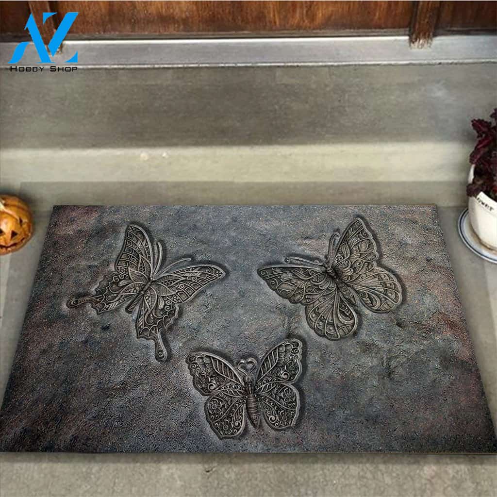 Butterflies 3D Pattern Print Doormat Gift For Butterfly Lovers Birthday Gift Home Decor Warm House Gift Welcome Mat