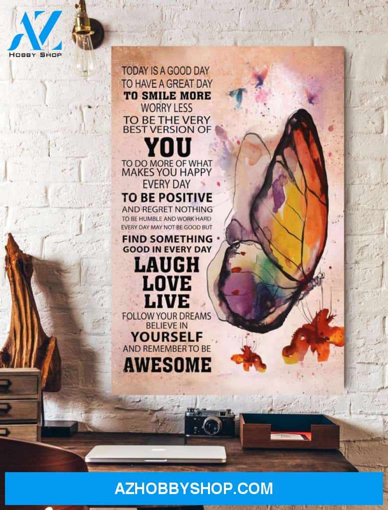 Butterflies Positive Quote Laugh Love Live Wall Art Canvas Prints Unique Gifts