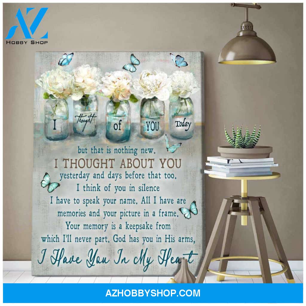 Butterfly Canvas I Thought Of You Memorial Wall Art Decor, Canvas Wall Art