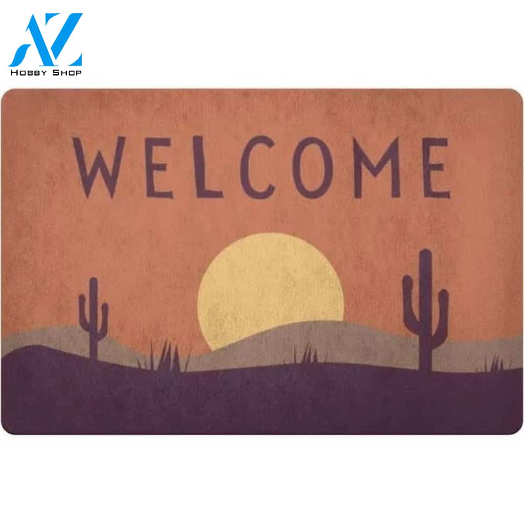 Cactus Scene Midwest Sunset Flower Doormat Indoor And Outdoor Mat Entrance Rug Sweet Home Decor Closing Gift Gift For Friend Family Flower Lovers Gift Idea