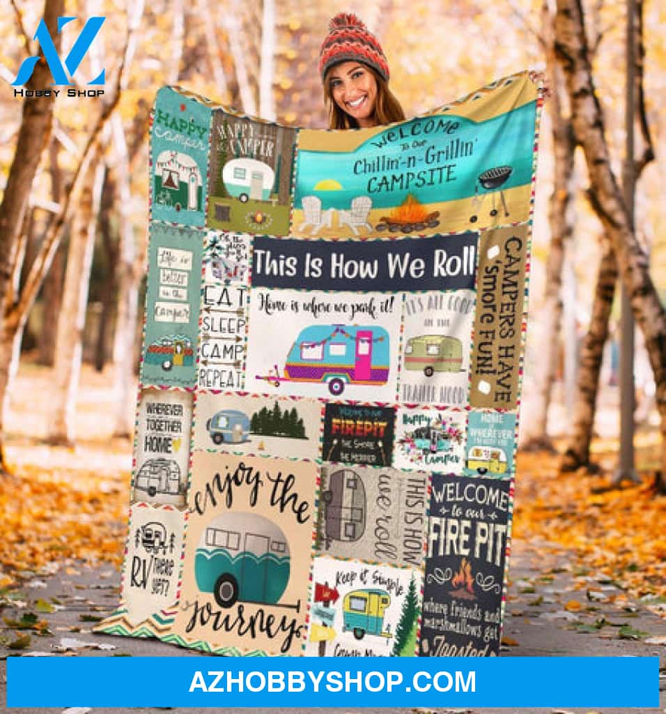 Camping Blanket, Happy Camper Gift For Camping Lover