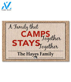 Camping Family Burlap Personalized Doormat - 18" x 30"