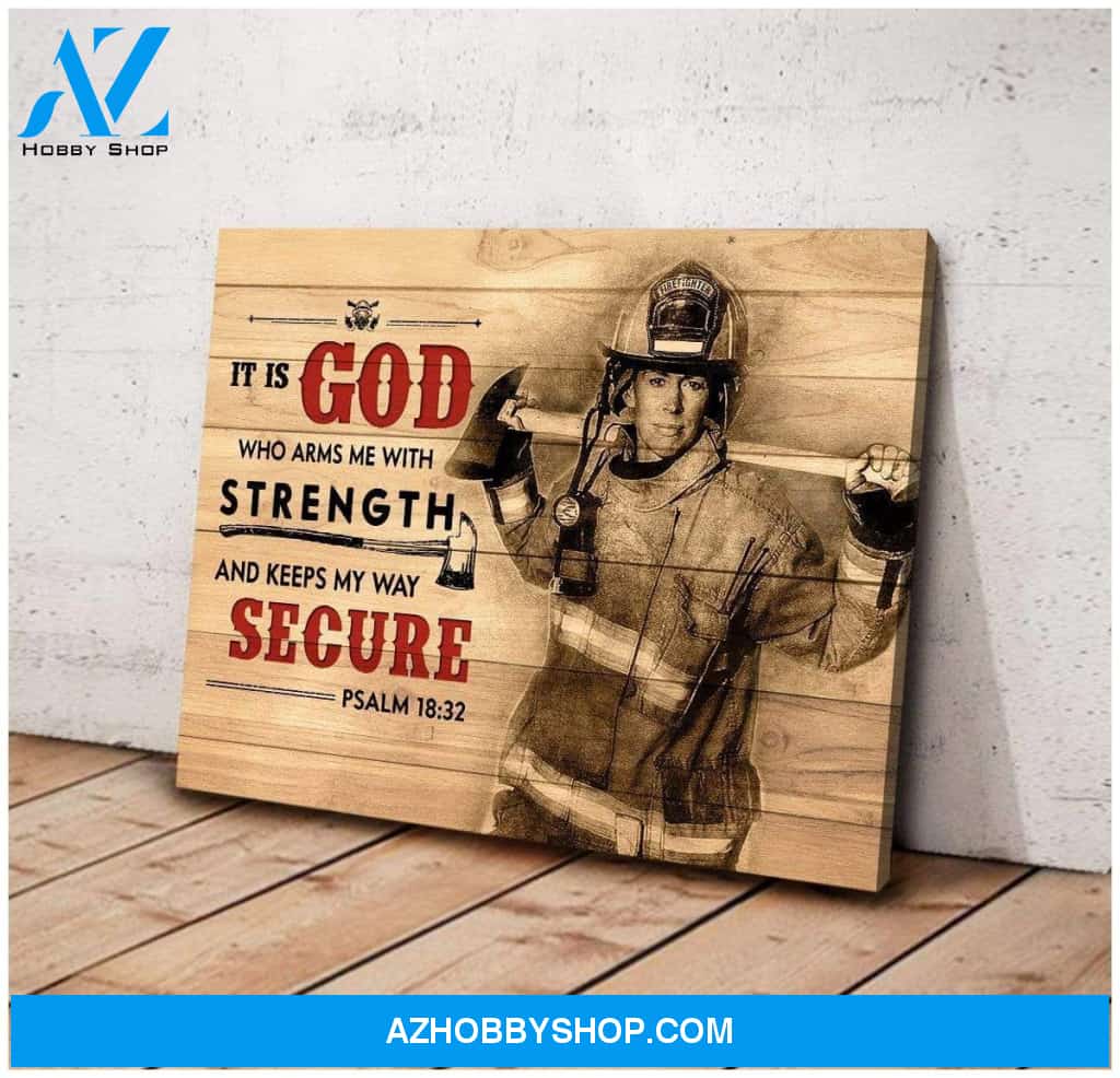 Canvas - American Firefighter - Bible Verse