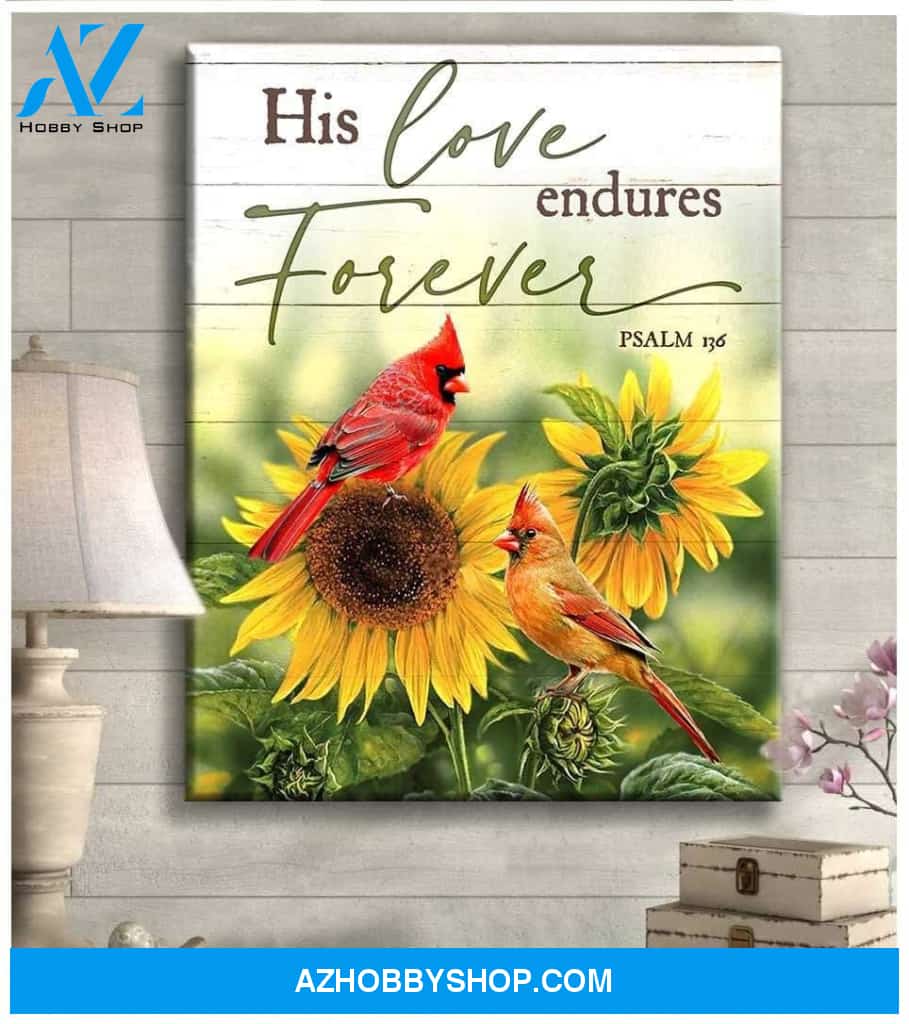 Cardinal His Love Endures Forever Wall Art Canvas Prints
