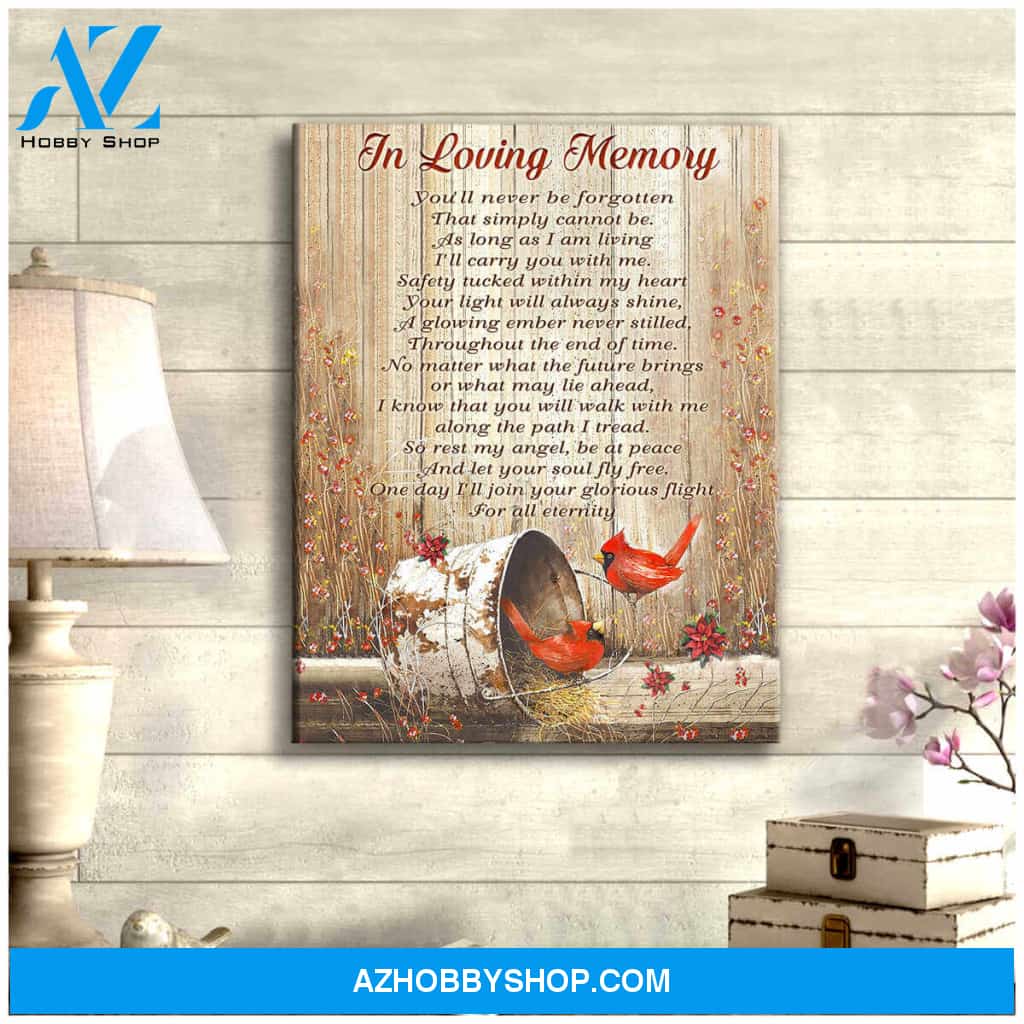 Cardinal In Loving Memory Canvas Wall Art Decor