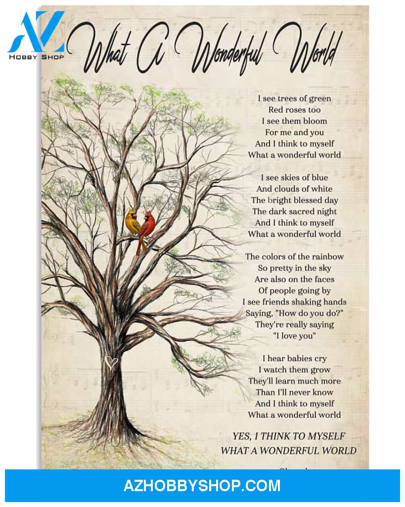 Cardinal Tree What a wonderful world Canvas And Poster, Canvas Painting, Wall Decor Visual Art