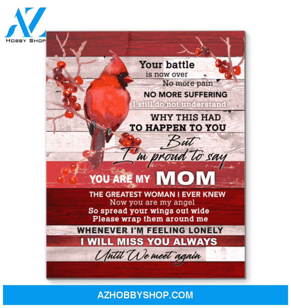 Cardinal You Are My Mom Canvas Wall Art Gift Mother's Day