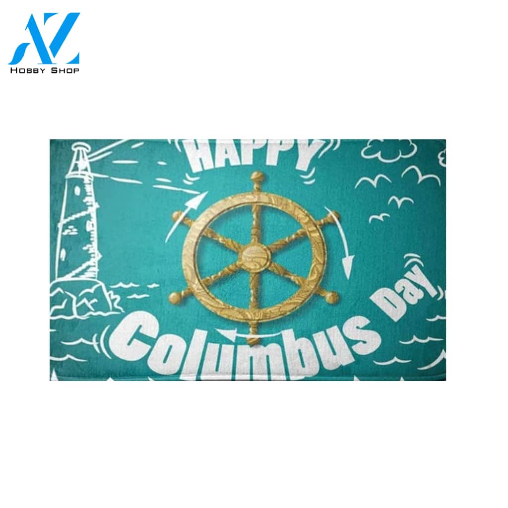 Carpet Columbus Day Greeting Card Entrance Door Mat Indoor and Outdoor Doormat Warm House Gift Welcome Mat Gift for Friend Family