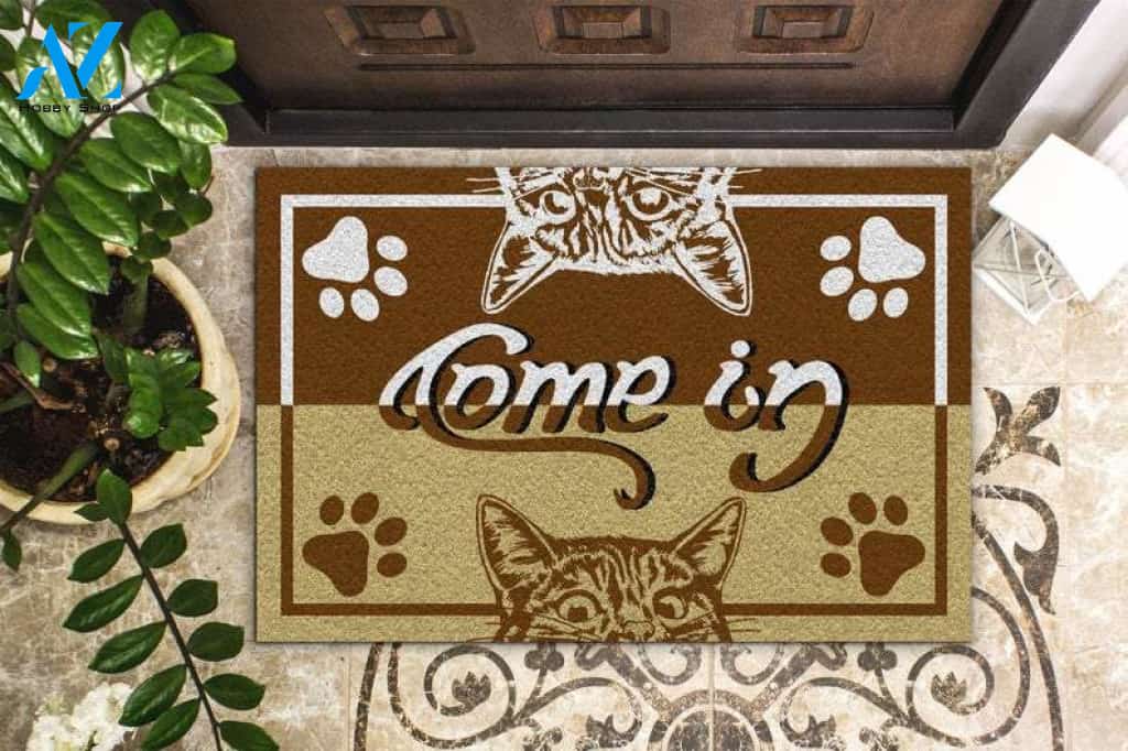 Cat Come In Go Away Doormat, Customized Doormat, Welcome Door Mat, Makes A Perfect Gift