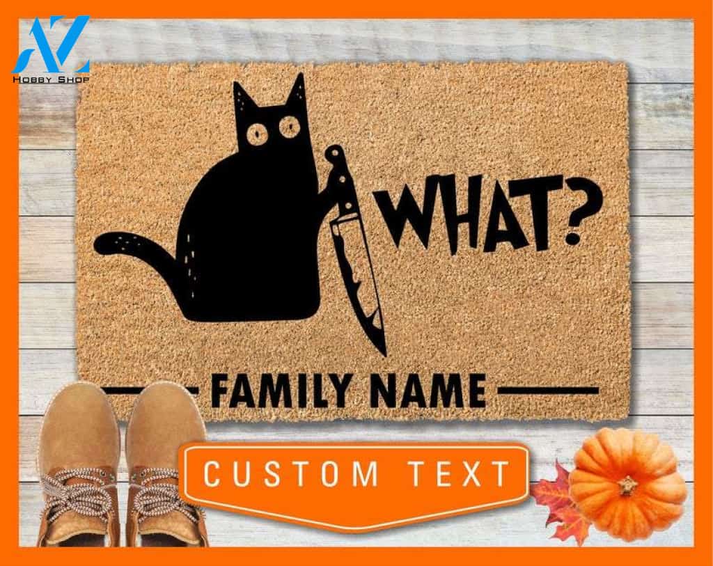 Cat Custom Welcome Doormat , Home Decor , Door Mat , Welcome Mat , Cat Door Mat , Housewarming Gift , Cat Door Mat , Cat Knife