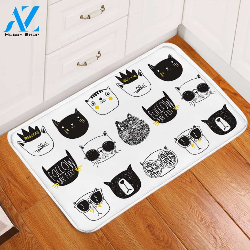 Cat Faces Door Mat