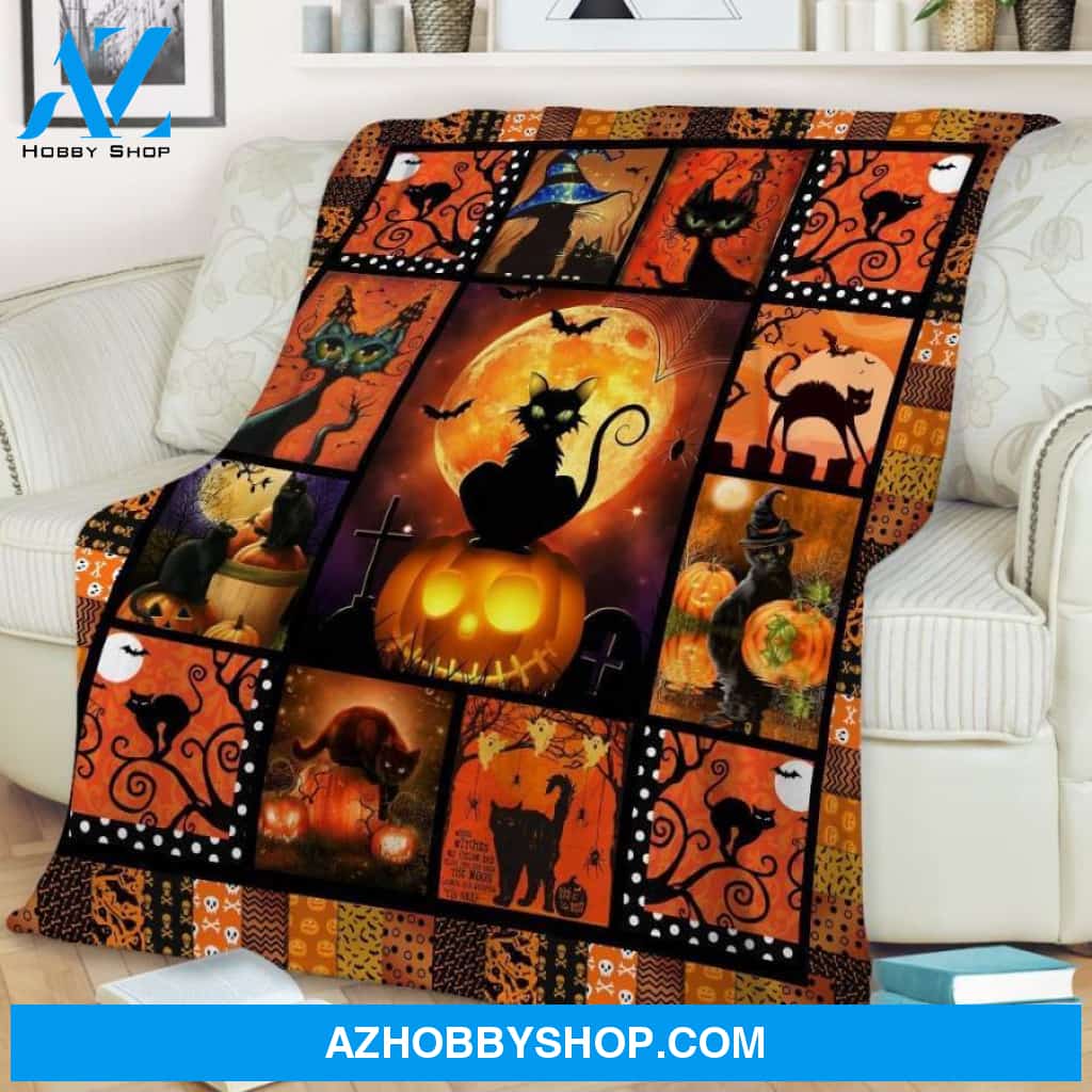 Cat Halloween Fleece Blanket Christmas Gift Ideas