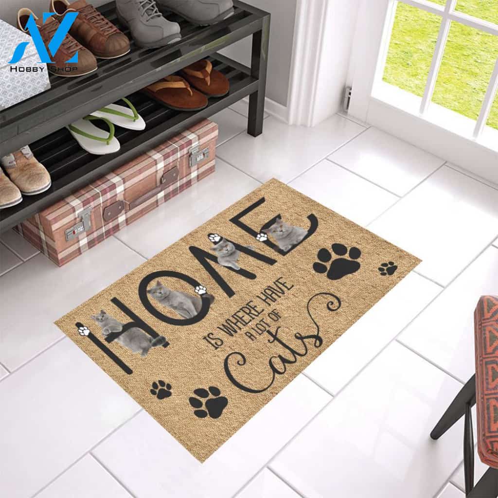 Cat Home Is Where Have A Lot Of Cats Doormat Indoor And Outdoor Mat Entrance Rug Sweet Home Decor Housewarming Gift Gift For Friend Family Stem Feminist
