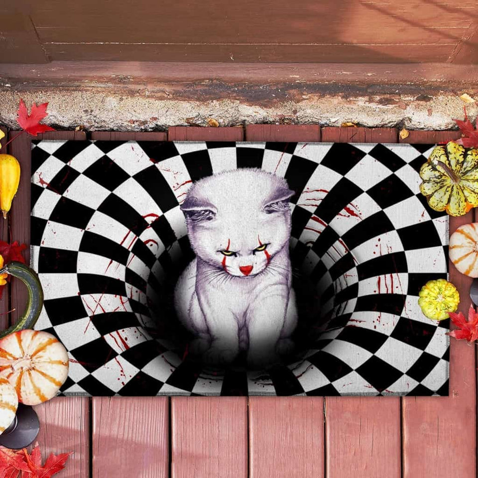 CAT ILLUSION HALLOWEEN DOORMAT