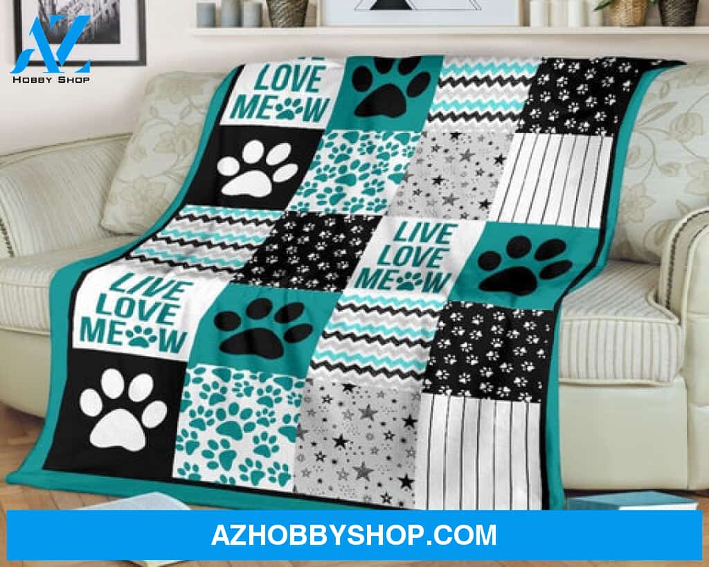 Cat Live Love Meaw Blanket Gift For Cat Lover Gift Friend Family Kid Gift