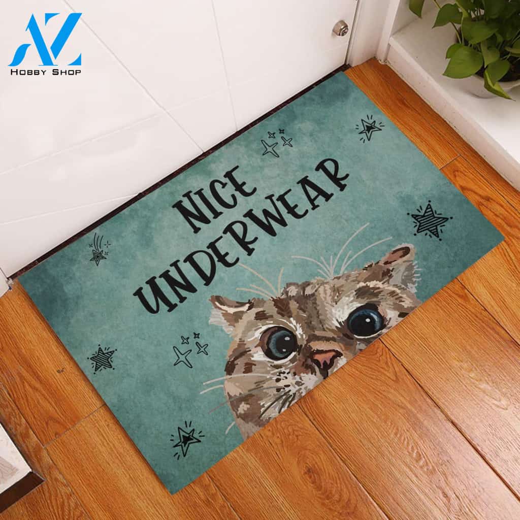 Cat Nice Underwear Indoor And Outdoor Doormat Warm House Gift Welcome Mat Gift For Cat Lovers Gift For Friend Birthday Gift