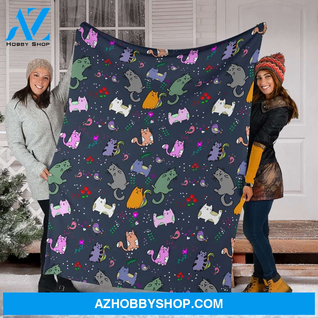 Cat On Loose Fleece Blanket