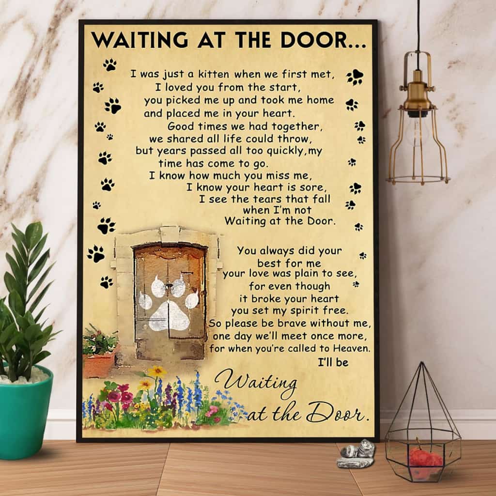 Cat Waiting At The Door Paper Poster No Frame Matte Canvas Wall Decor