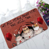 Cat We All Meow Down Here Personalized Halloween Doormat
