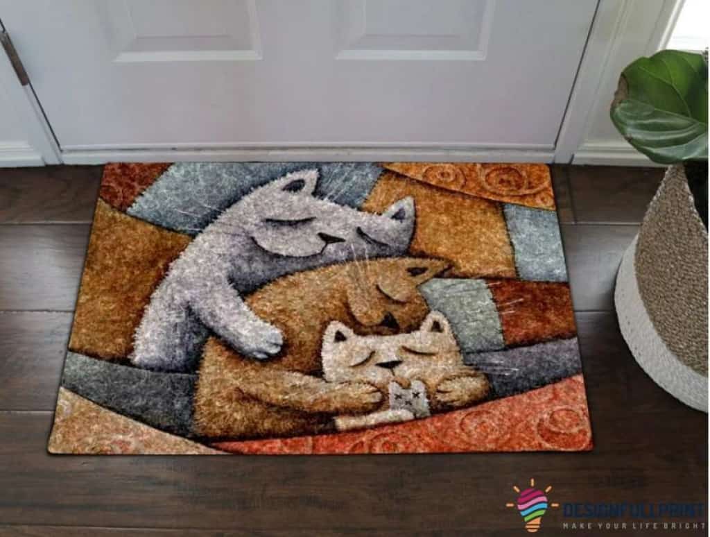 Cat Welcome Mat Non-Slip Rubber Backing Doormat LH Funny Welcome Mats Cat Lover Gift
