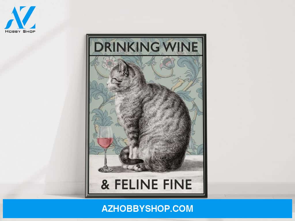 Cat Wine Hilarious Canvas And Poster, Wall Decor Visual Art