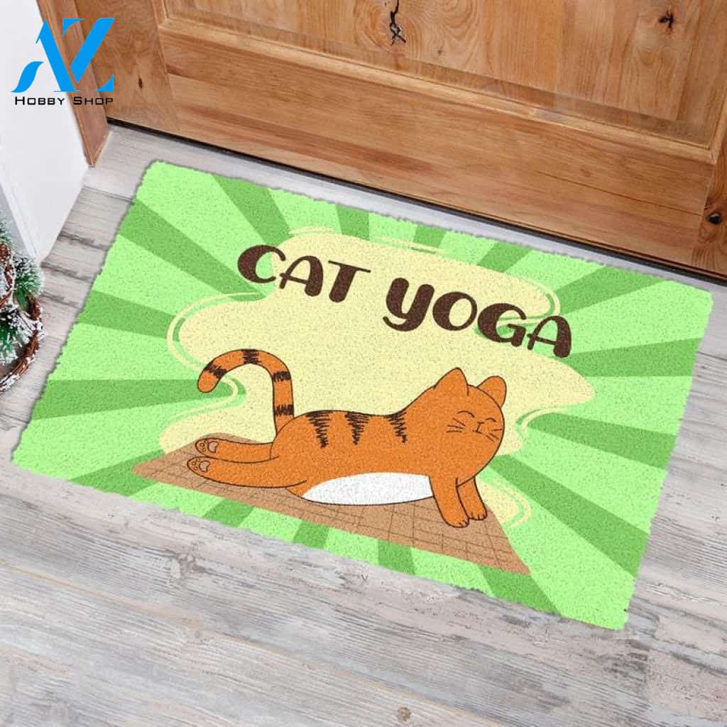 Cat Yoga Doormat Welcome Mat House Warming Gift Home Decor Gift for Cat Lovers Funny Doormat Gift Idea