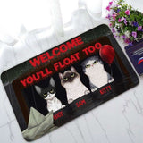 Cat You'll Float Too Personalized Halloween Doormat
