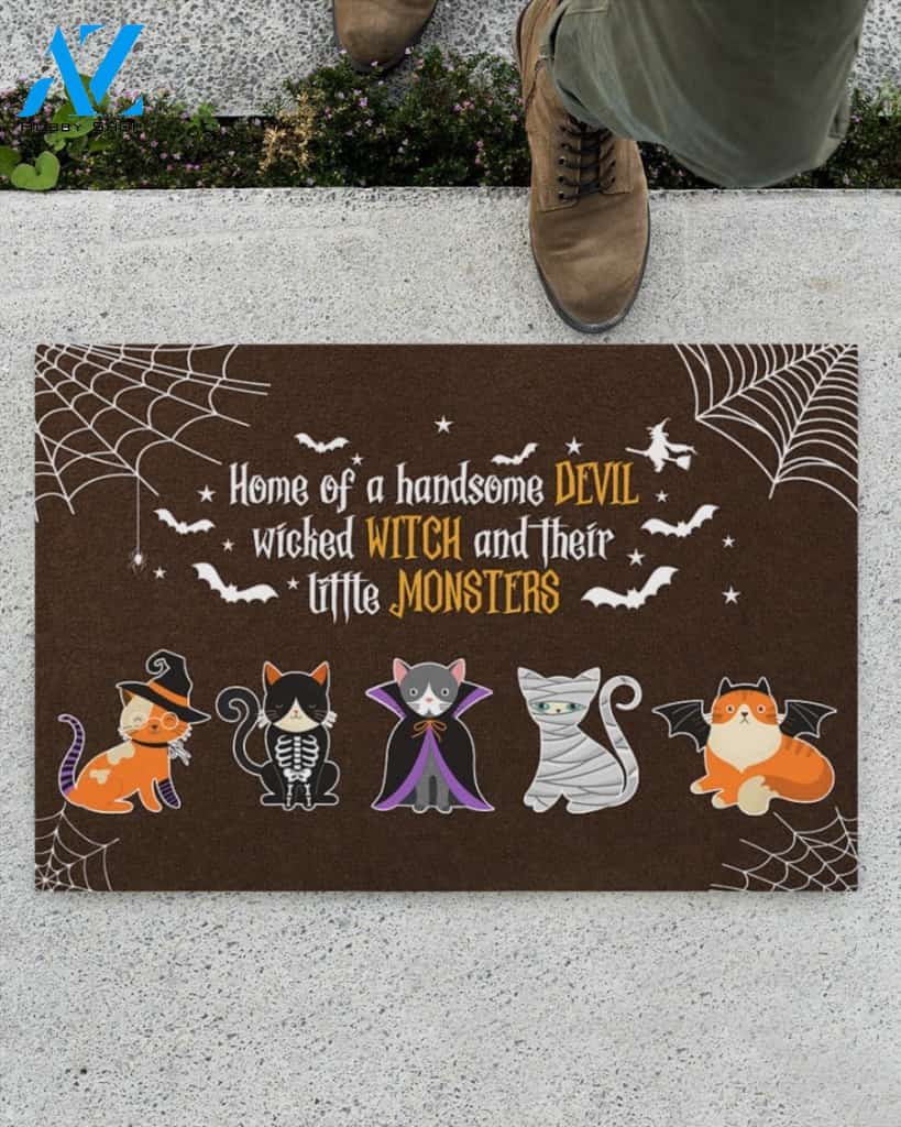 Cats Home Of The Witch Doormat Halloween Doormat Cat Doormat, Gift For Friend Family Halloween Decor Warm House Gift Welcome Mat