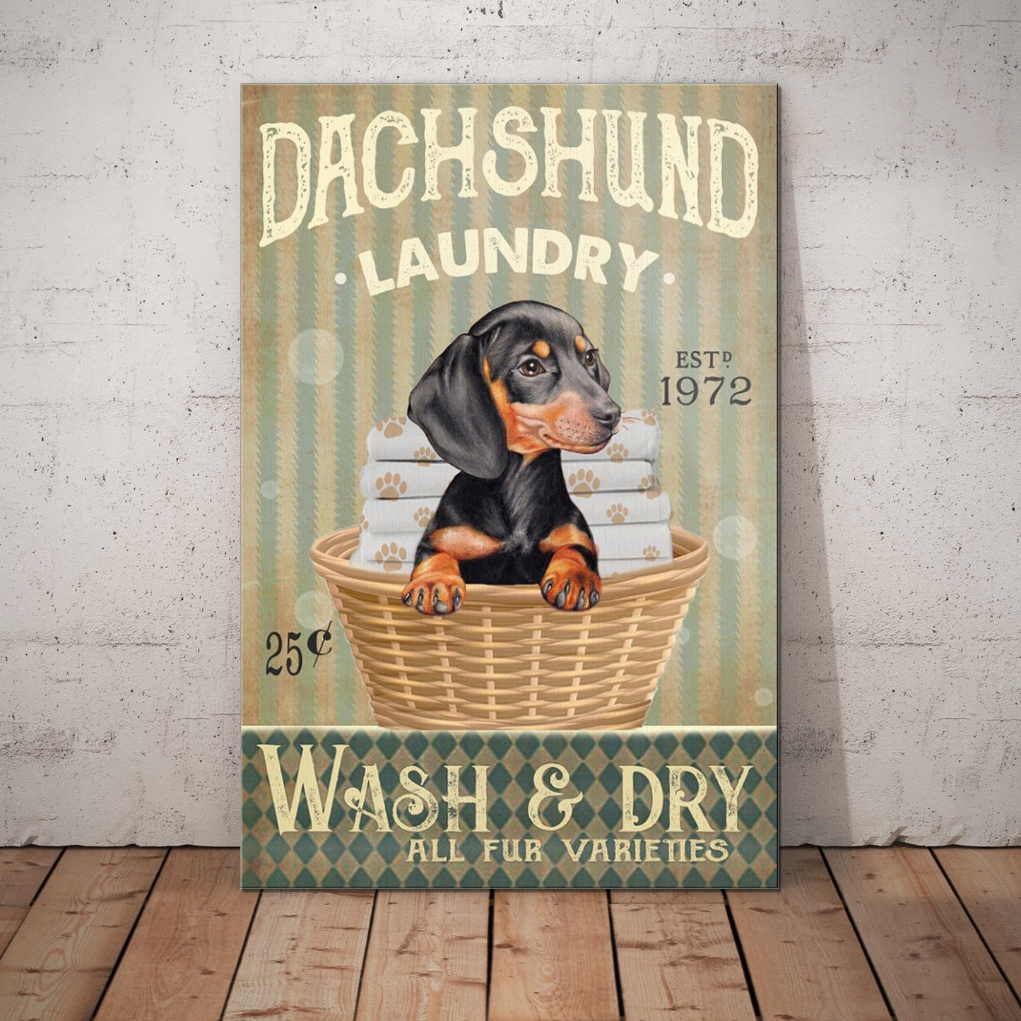 Dachshund Dog Laundry Company Canvas Wall Art, Wall Decor Visual Art