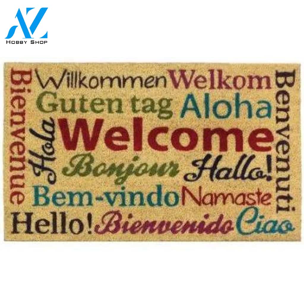 Charlton Home Bonaparte Multi-Lingual Welcome Doormat