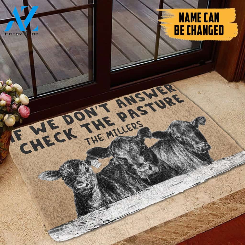 Gearhumans Gearhuman 3D Check The Angus Cattle Pasture Custom Name Doormat