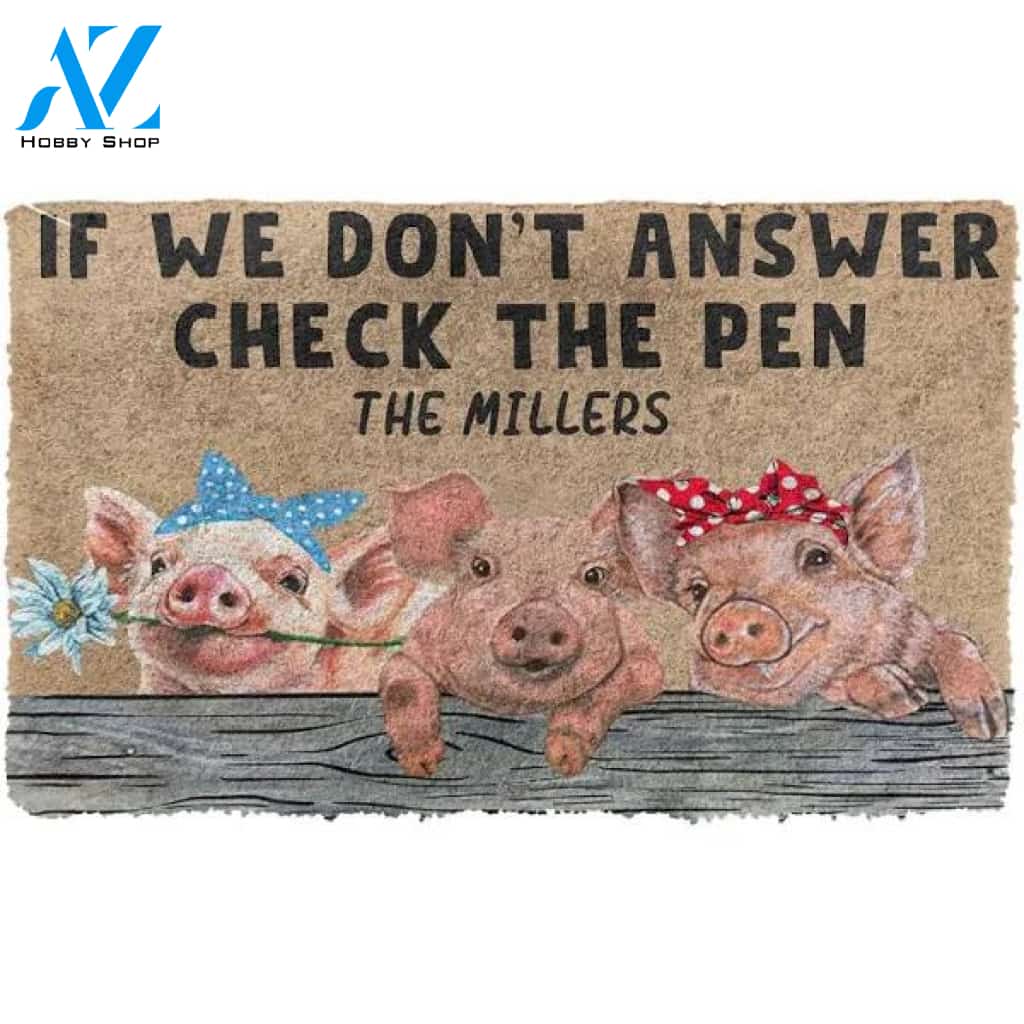 Check The Pig Pen Custom Name Doormat Doormat