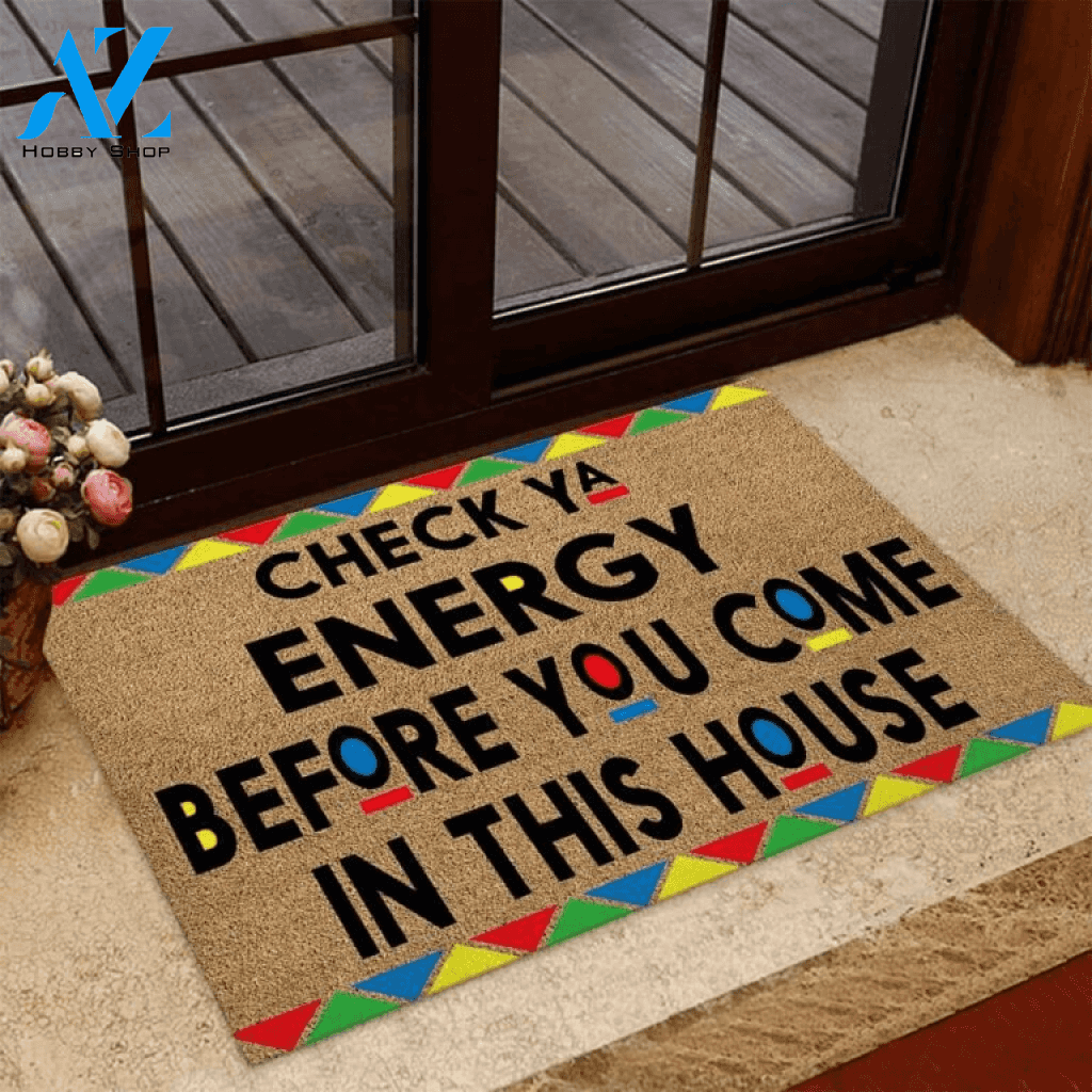 Check Ya Energy African American Coir Pattern Print Doormat | Welcome Mat | House Warming Gift