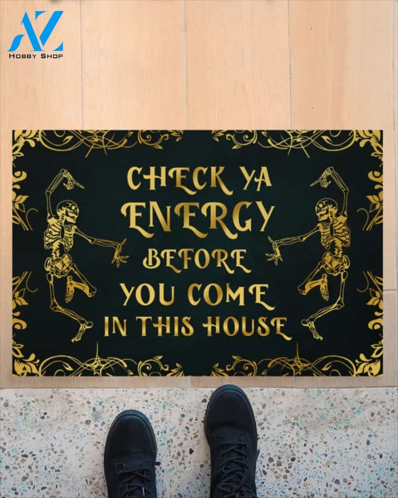 Check Ya Energy Before You Come In This House Skull Doormat Welcome Mat Housewarming Gift Home Decor Funny Doormat Gift For Friend Halloween