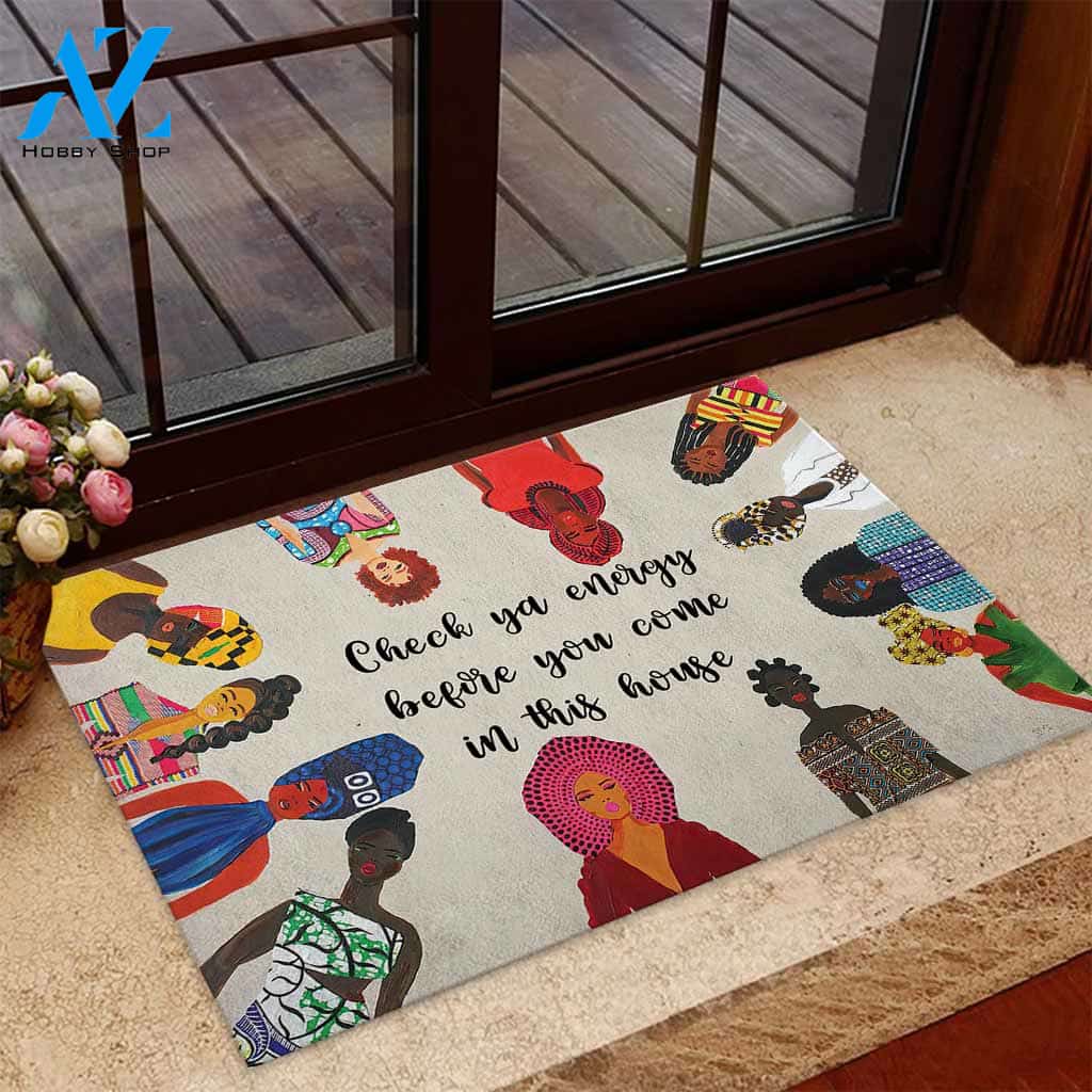 Check Your Energy - African American Doormat