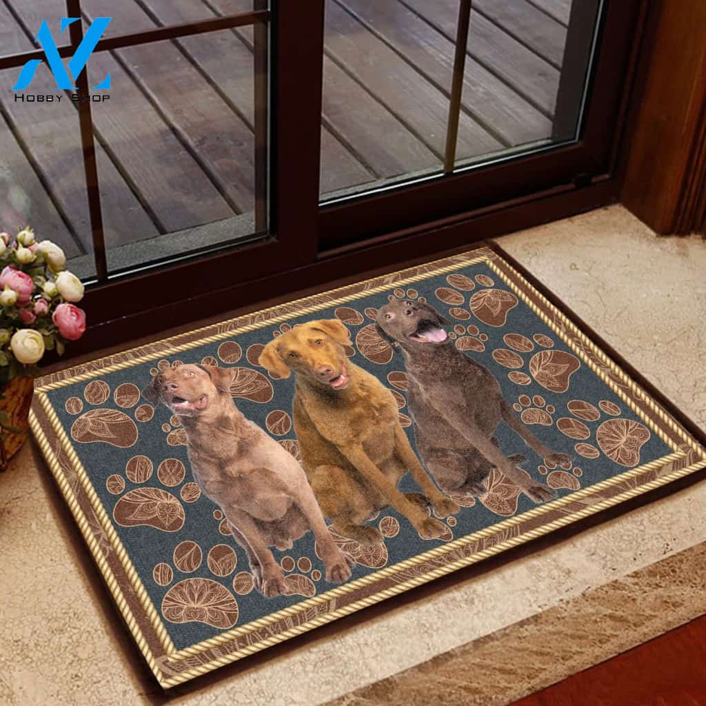 Chesapeake Bay Retriever Flower Paw - Dog Doormat | Welcome Mat | House Warming Gift