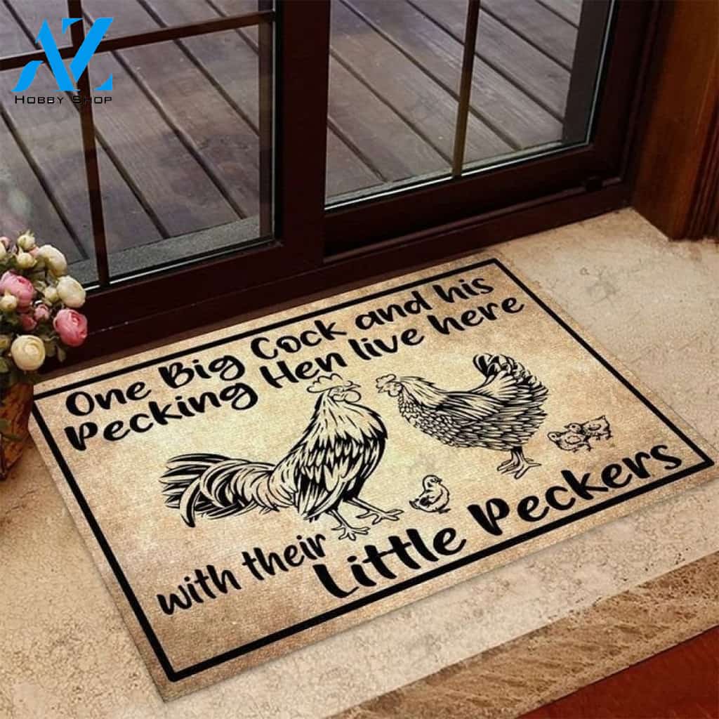 Chicken Family Live Here Funny Indoor And Outdoor Doormat Warm House Gift Welcome Mat Funny Birthday Gift For Chicken Lovers