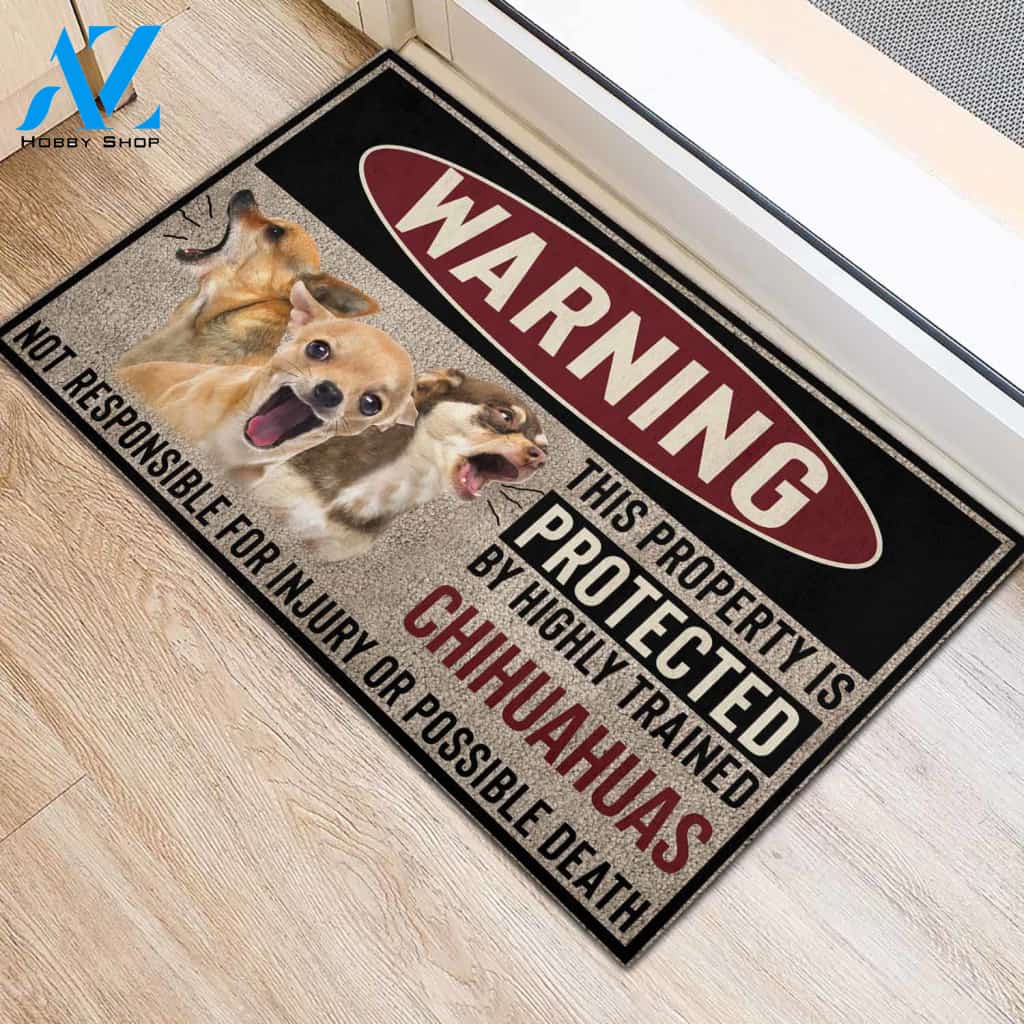 Chihuahua Highly Trained Warning Doormat