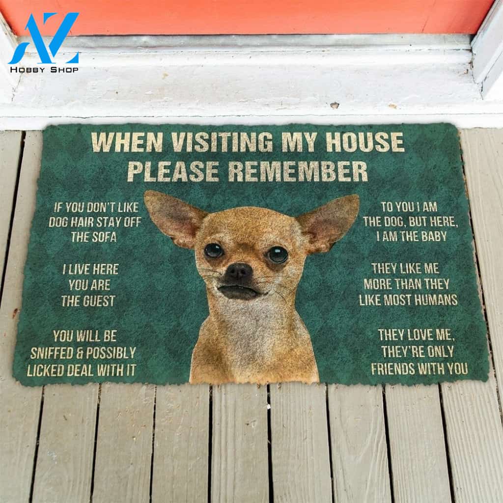 Chihuahua House Rules Doormat | Colorful | Size 8x27'' 24x36''