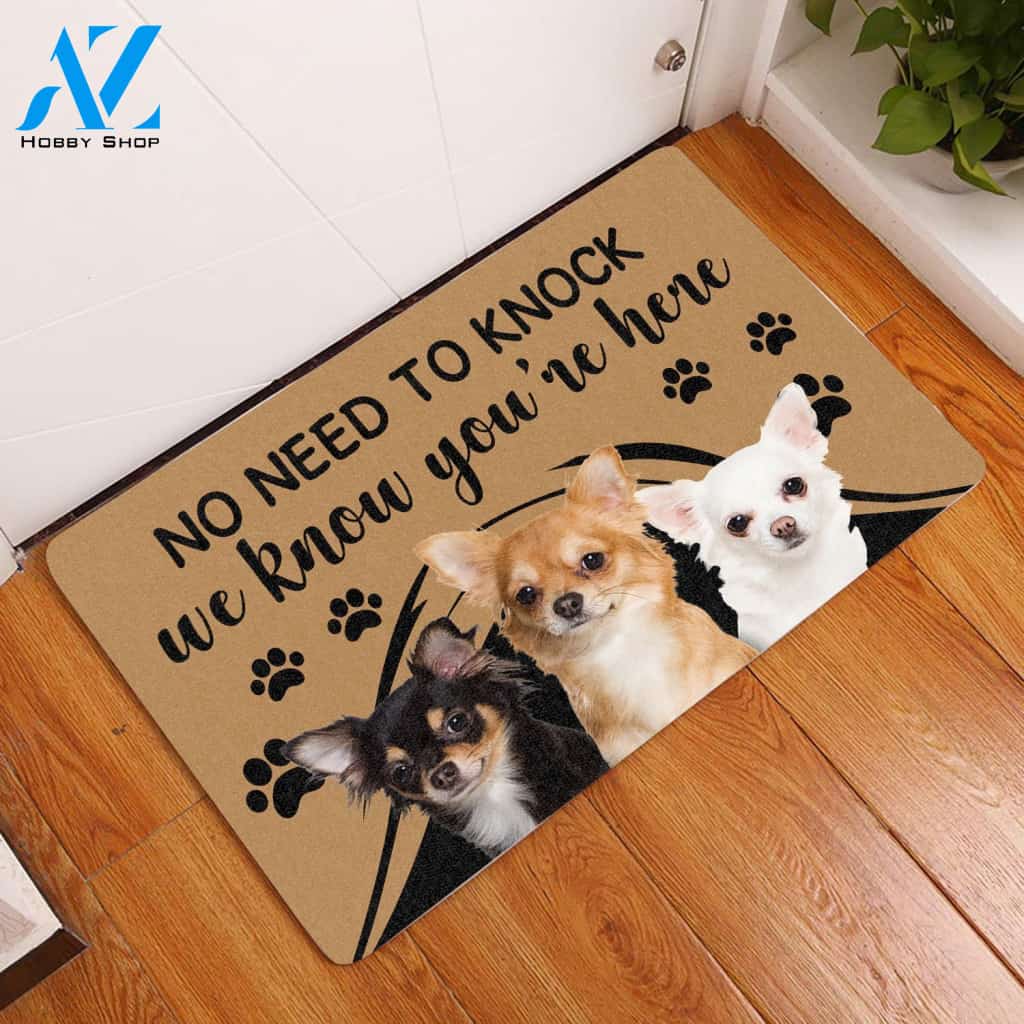 Chihuahua No Need To Knock H13829 - Door Mat | Welcome Mat | House Warming Gift