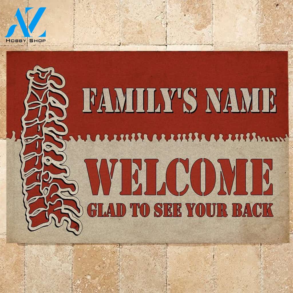 Chiropractor Funny Custom Doormat Glad To See Your Back Personalized Gift | WELCOME MAT | HOUSE WARMING GIFT