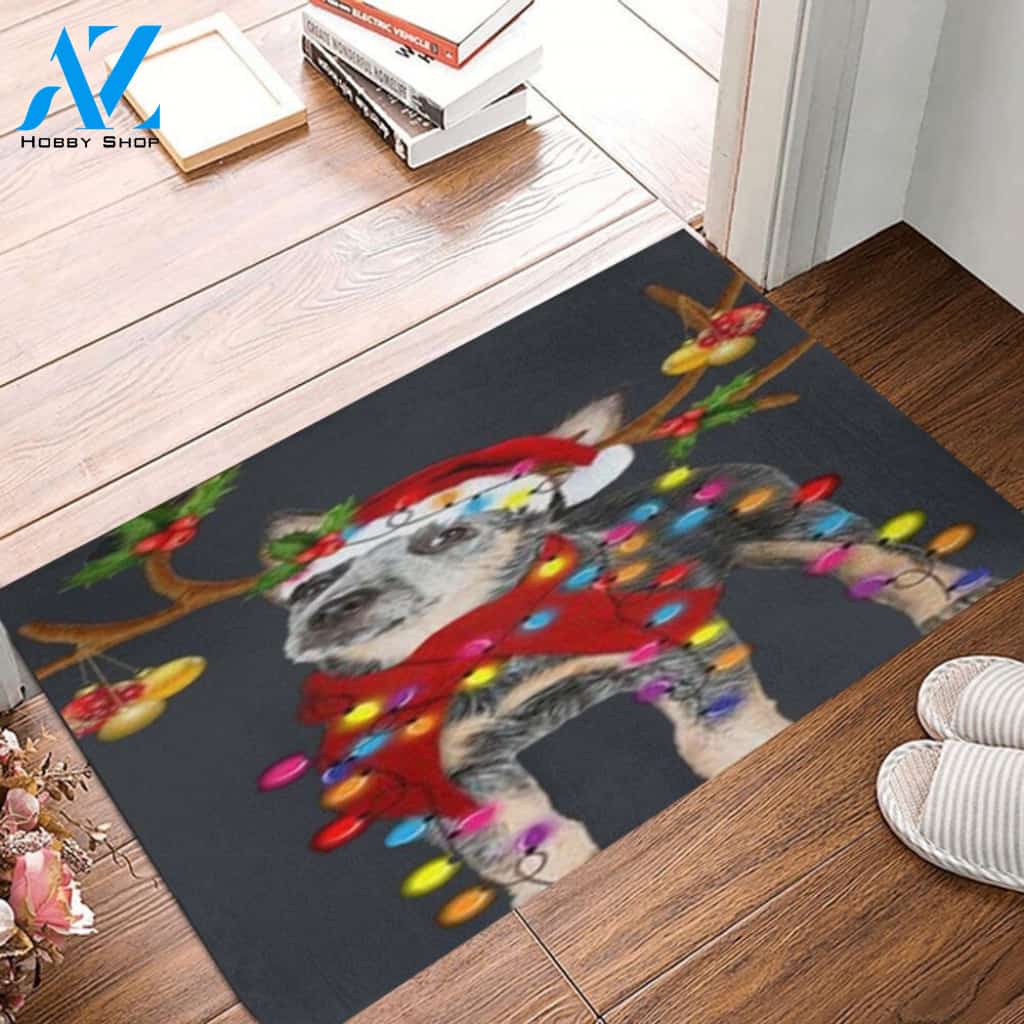 Christmas Blue Heeler Santa Gorgeous Reindeer Doormat Welcome Mat Housewarming Home Decor Gift For Dog Lovers Funny Doormat Gift Idea