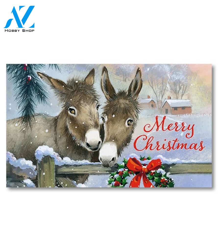 Christmas Donkeys Doormat - 18" x 30"