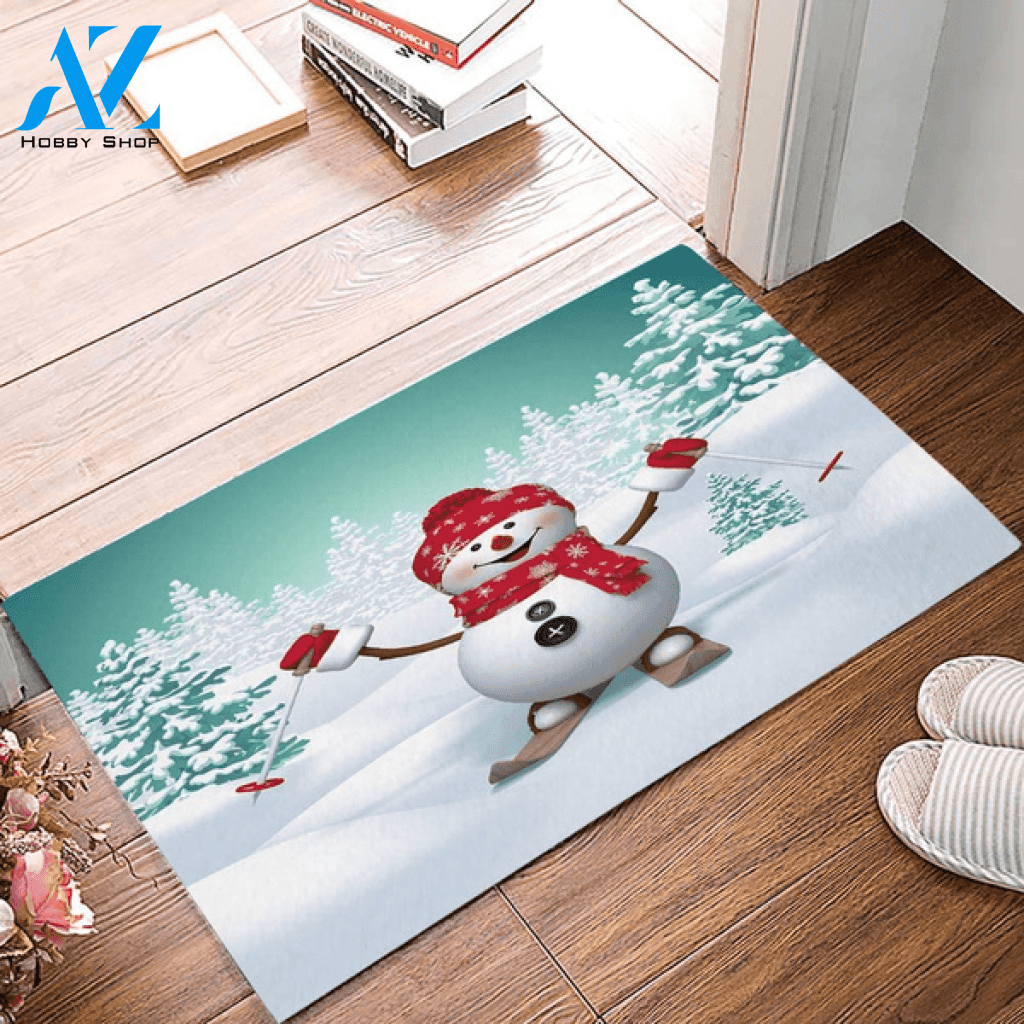 Christmas Happy Snowman With Red Hat Doormat Welcome Mats Rugs Carpet Doormat Welcome Mat Housewarming Home Decor Funny Doormat Gift for Friend