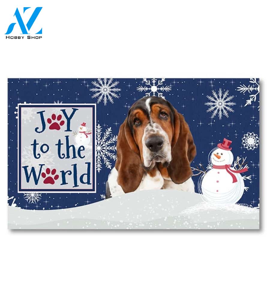 Christmas Snowflakes Basset Hound Doormat - 18" x 30"